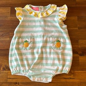 Girls Claire and Charlie striped pineapple romper - 24m